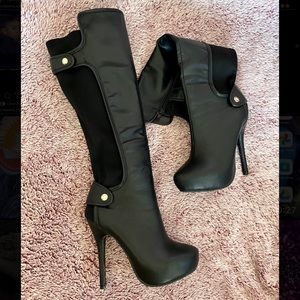 Leather knee high boots